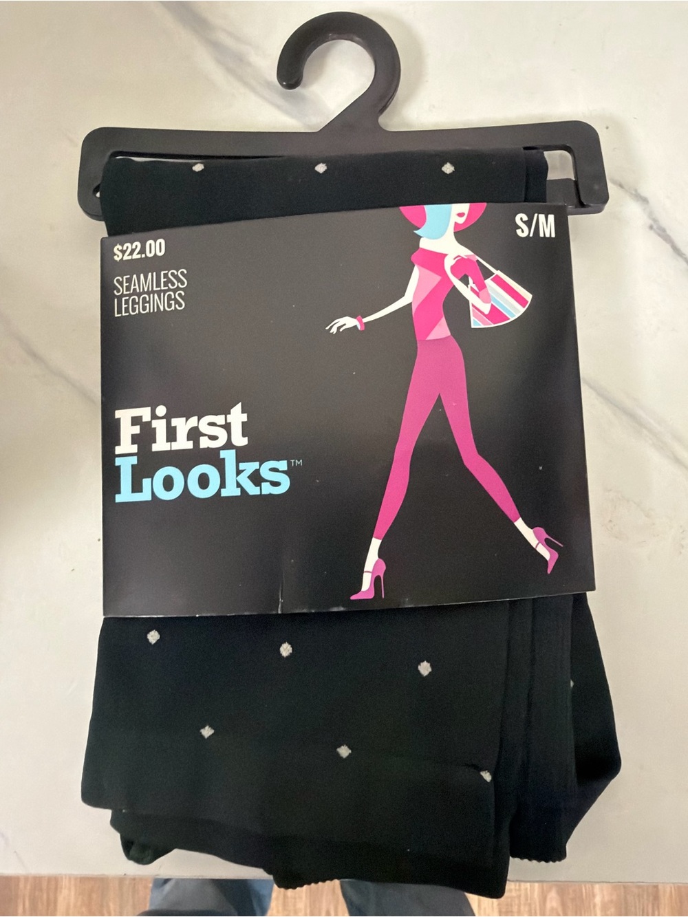 S/M First Looks Black Leggings with Silver Dot Accents